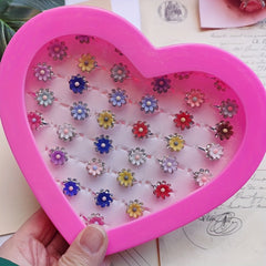 5pcs Alloy Flower Mixed Style Adjustable Children's Rings Set