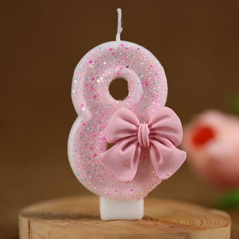 10pcs Number Candles Bow Cake Decoration For Birthday Wedding Anniversary Party