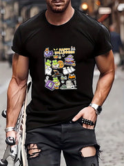 Men's Halloween Doodle Pattern T-shirt Active Tee