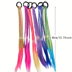 Girls Colorful Wig Braids Ponytail Hair Extension Hair Tie Hair Bands