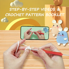 Crochet Kit Beginners Little Mouse Step by Step Video Tutorials Hook Marker Sewi