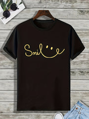 Smile Print Men's Graphic T shirt Casual Comfy Tees For Summer Mens Clothing