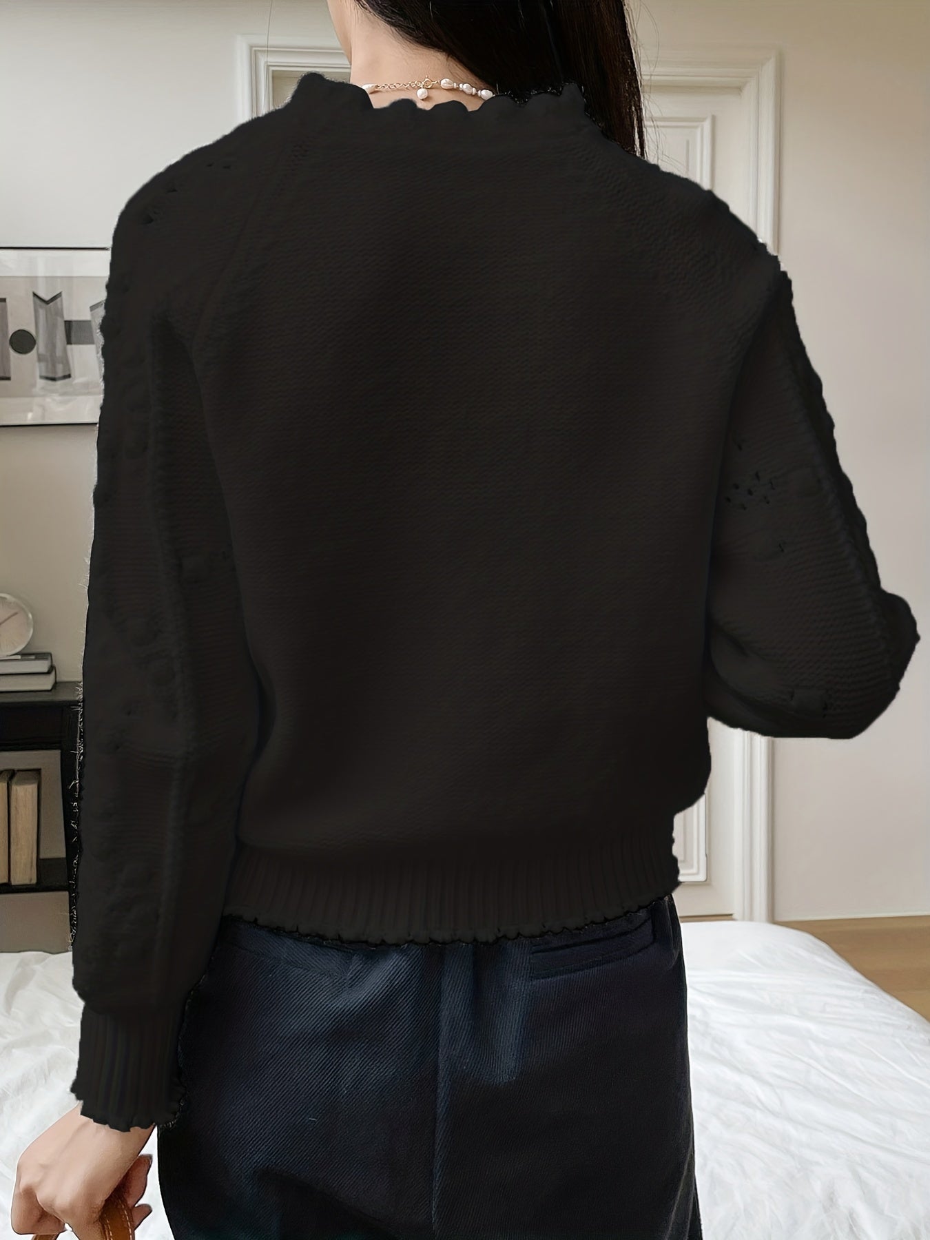 Solid Drop Shoulder Long Sleeve Knit Cardigan