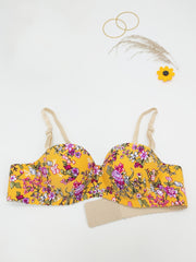 2pcs Floral Print Push Up Bra Pack Seamless Bralette Women's Lingerie