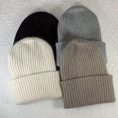 Rabbit Fur Blend Knitted Beanie Hat Warm Ear Protection