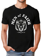 Men's Lion Pattern Sports T-shirt Stretch Round Neck Tee for Summer