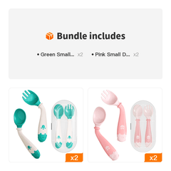Baby Learn To Eat Training Spoon Twist Elbow Fork Spoon Set