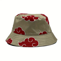 Red Clouds Print Bucket Hat Cartoon Sunscreen Fisherman Cap