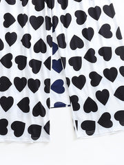 2 Pack Plus Size Sleepwear Bottoms Set Women's Plus Heart Print Elastic Waist