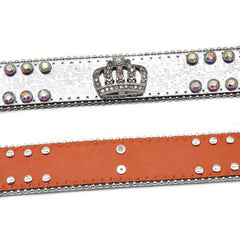 Crown Rhinestones Inlaid Hip hop Trousers Belt