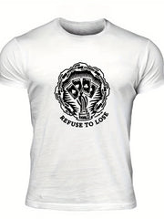 Men's Letter Print T shirt, Casual Tee for Summer
