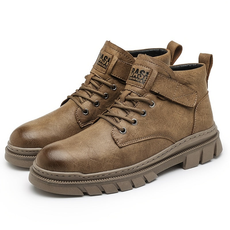 EXSHERO Men's Vintage Round Toe Casual Ankle Boots