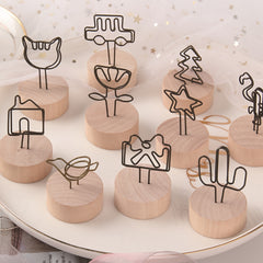 2pcs Retro Log Sticky Note Clip Photo Folder