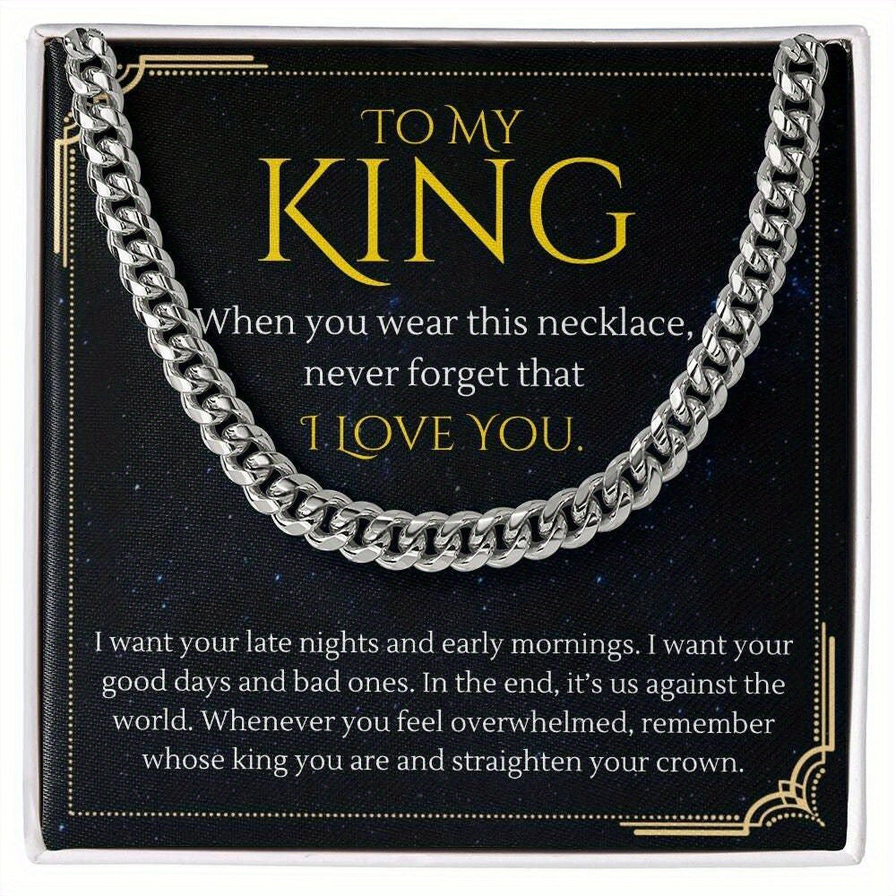 King Necklace For Him Cuban Link Chain Birthday Party Christmas Men