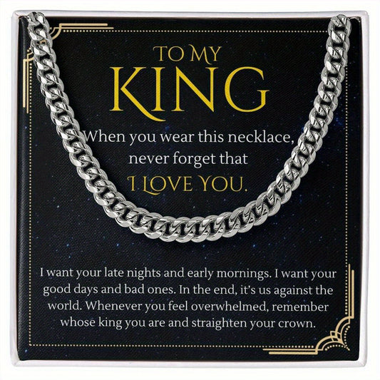 King Necklace For Him Cuban Link Chain Birthday Party Christmas Men