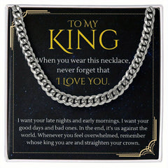 King Necklace For Him Cuban Link Chain Birthday Party Christmas Men