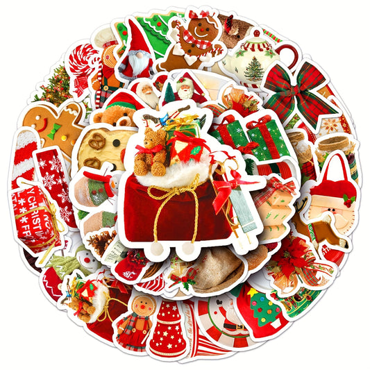 50pcs Christmas Style Party Decoration Stickers Waterproof Stickers
