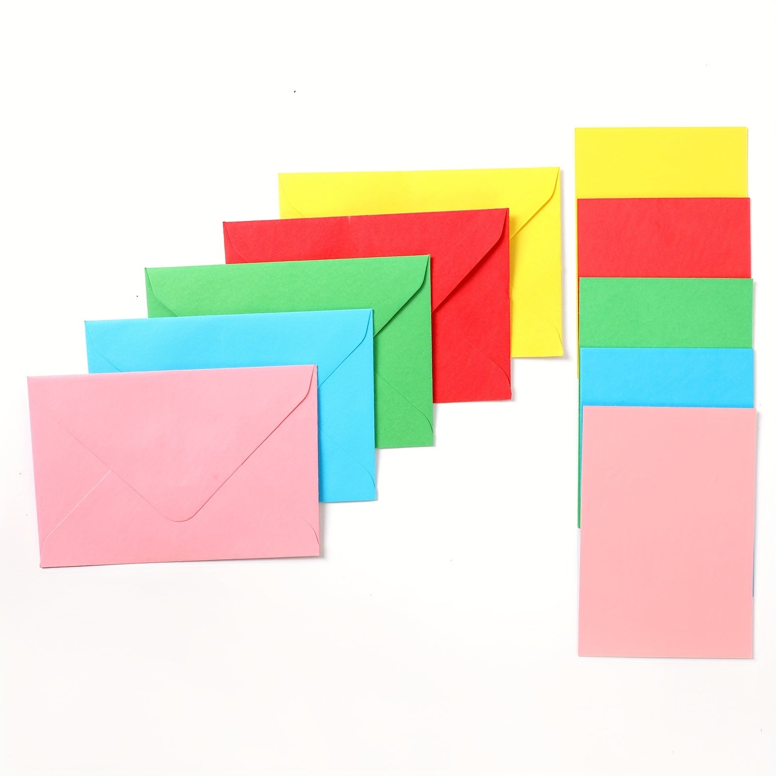 100 Mini Envelopes & 100 Blank Cards - Colorful Flat Cards for Weddings