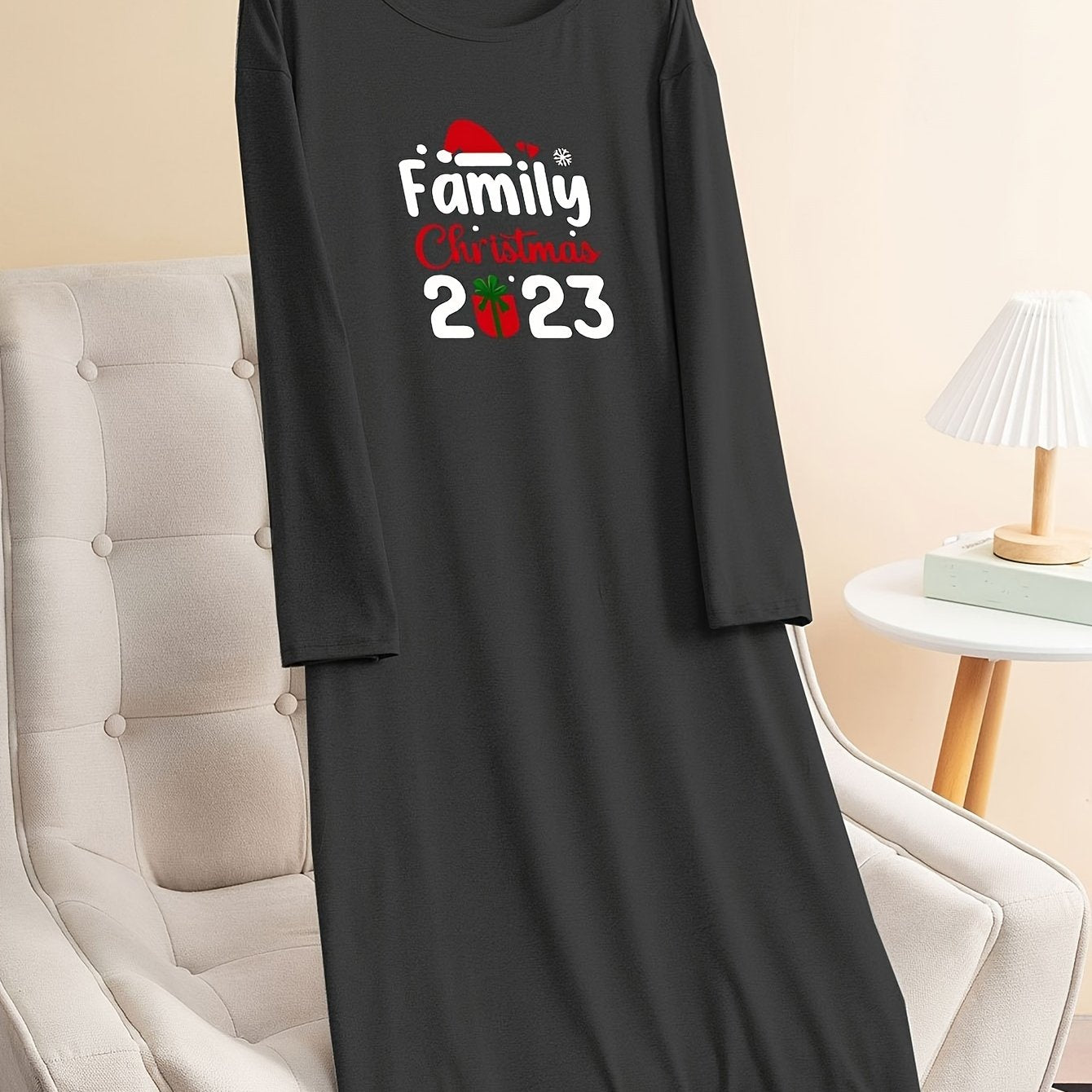 Christmas Graphic Long Sleeve Tee Lounge Dress