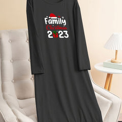Christmas Graphic Long Sleeve Tee Lounge Dress