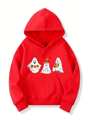 Ghost Pattern Hoodie for Girls Halloween Party Sweatshirt Top