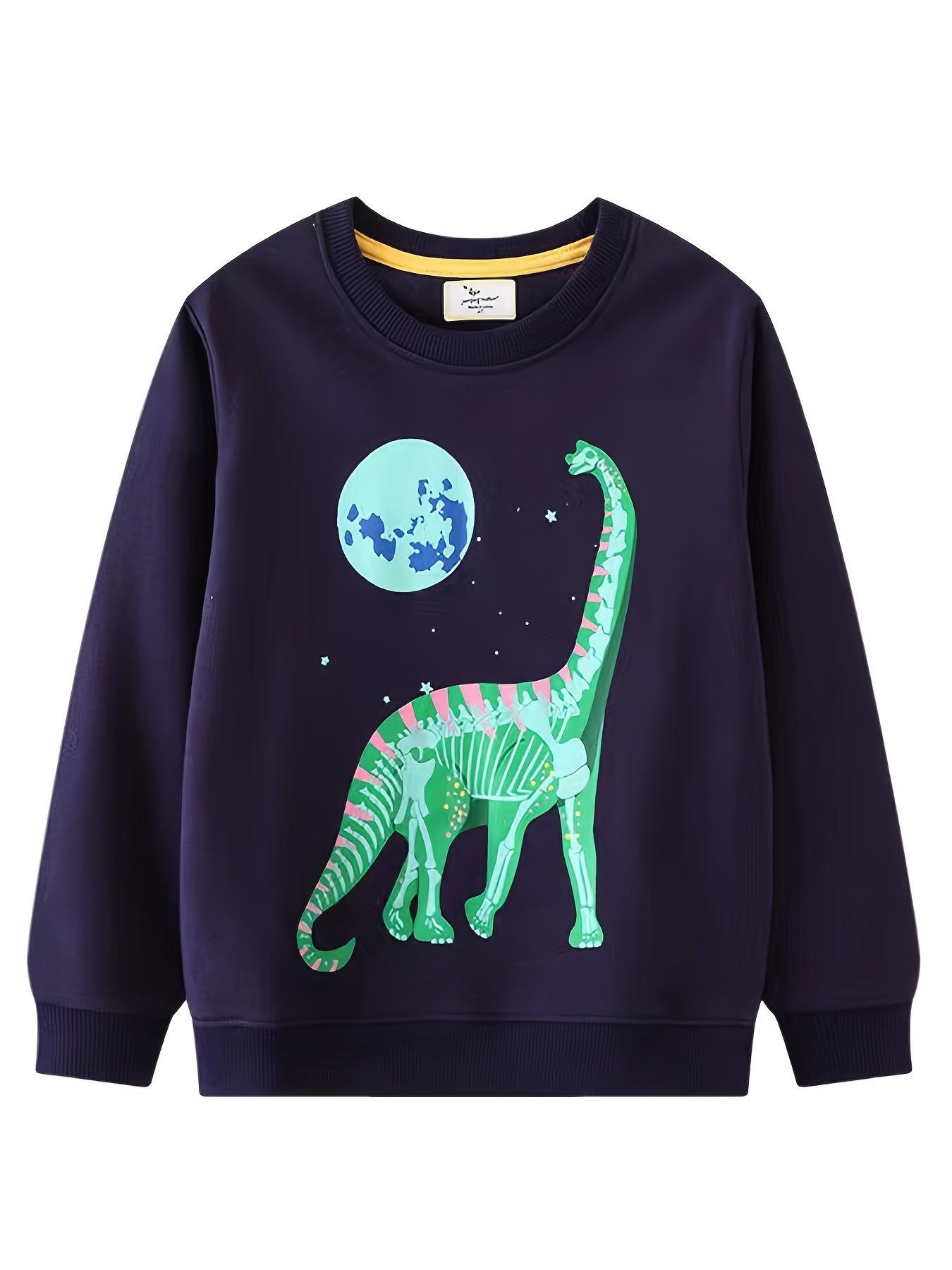 Boys Luminous Dinosaur Sweatshirt Crew Neck Pullover