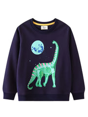 Boys Luminous Dinosaur Sweatshirt Crew Neck Pullover