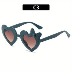 Girls Heart Shape Frame Bowknot Sunglasses for Party