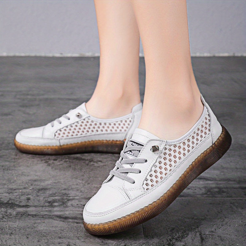 Women's Hollow Out Breathable Lace Up Shoes Lightweight Casual Walking Shoes