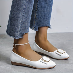 Women's Buckle Decor Flat Shoes Slip On Lightweight Walking Shoes