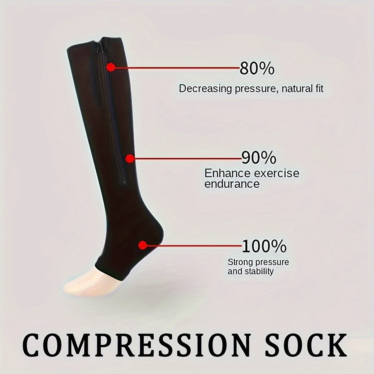 Copper Compression Socks Open Toe 10-20 mmHg Knee High Compression Socks