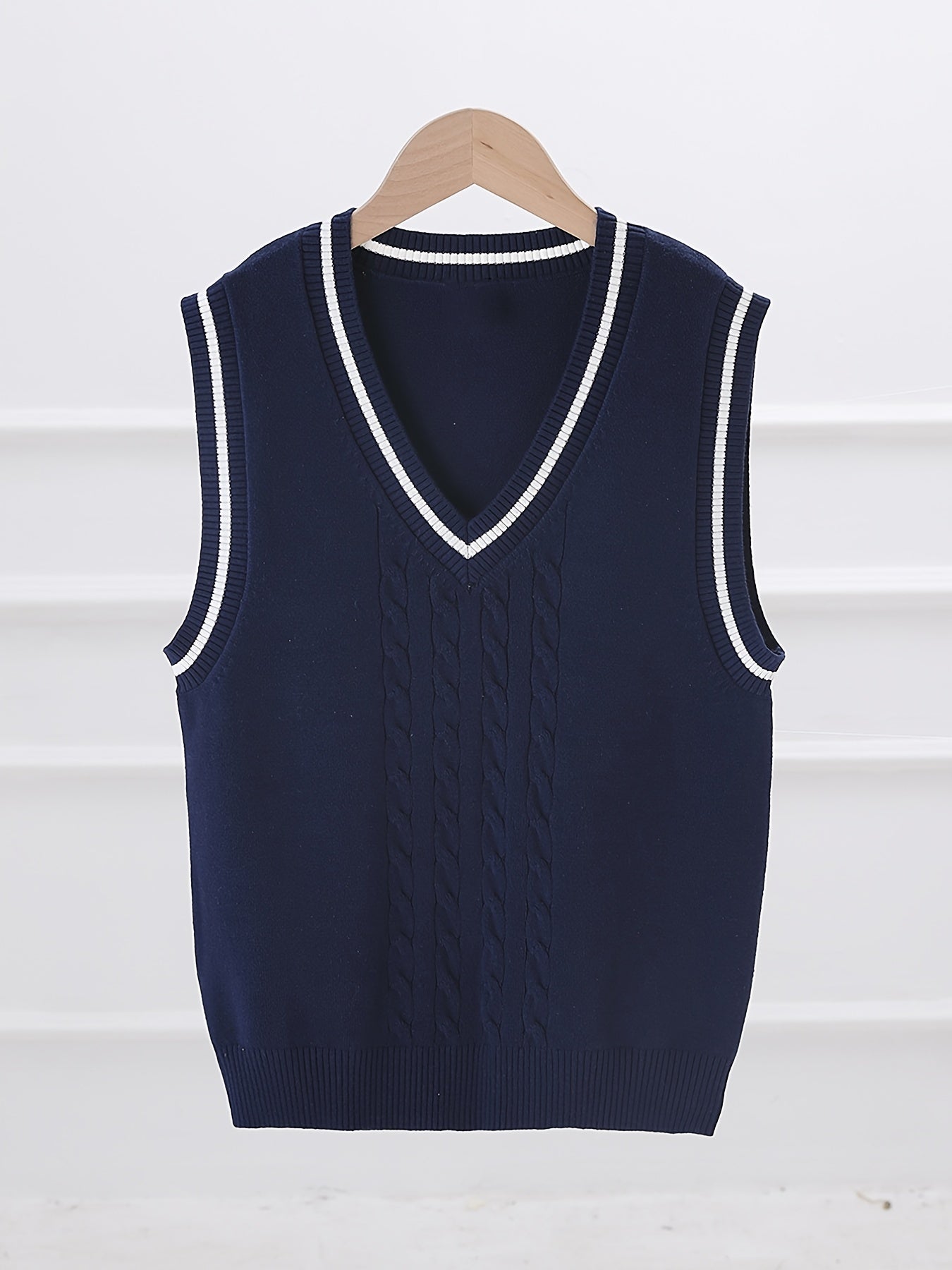 Boys Preppy Uniform V Neck Knit Vest Fitness Sweater Kids Clothes