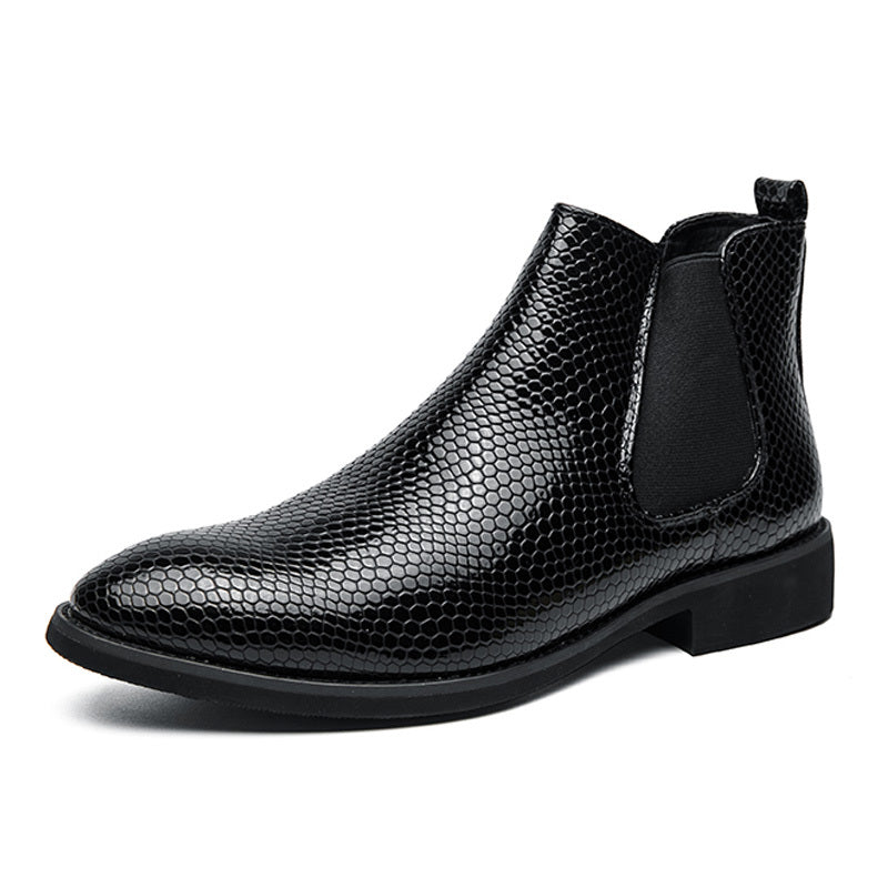Men's Pointed Toe Chelsea Boots Slip On Ankle Dress Shoes