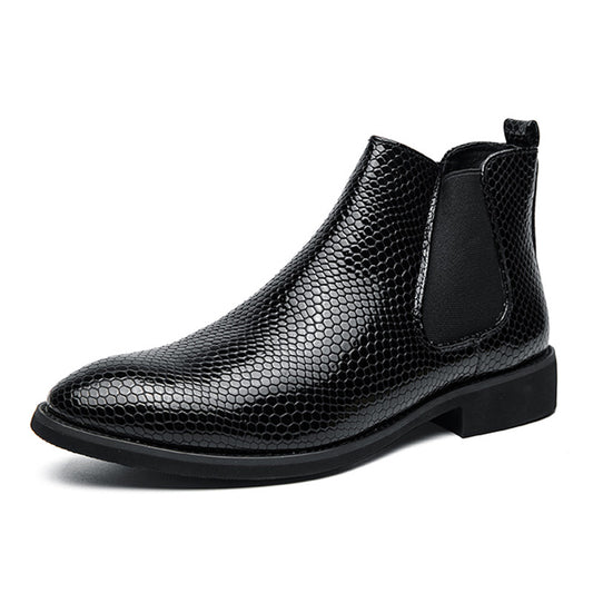 Men's Pointed Toe Chelsea Boots Slip On Ankle Dress Shoes