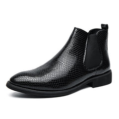 Men's Pointed Toe Chelsea Boots Slip On Ankle Dress Shoes