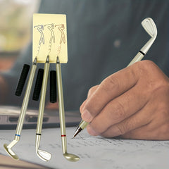 Golf Pen Set Mini Golf Stand Golf Putter Pen Tabletop Decoration With 3Pcs Pens