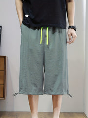 Men's Breathable Drawstring Waist Shorts Long Length Casual Summer