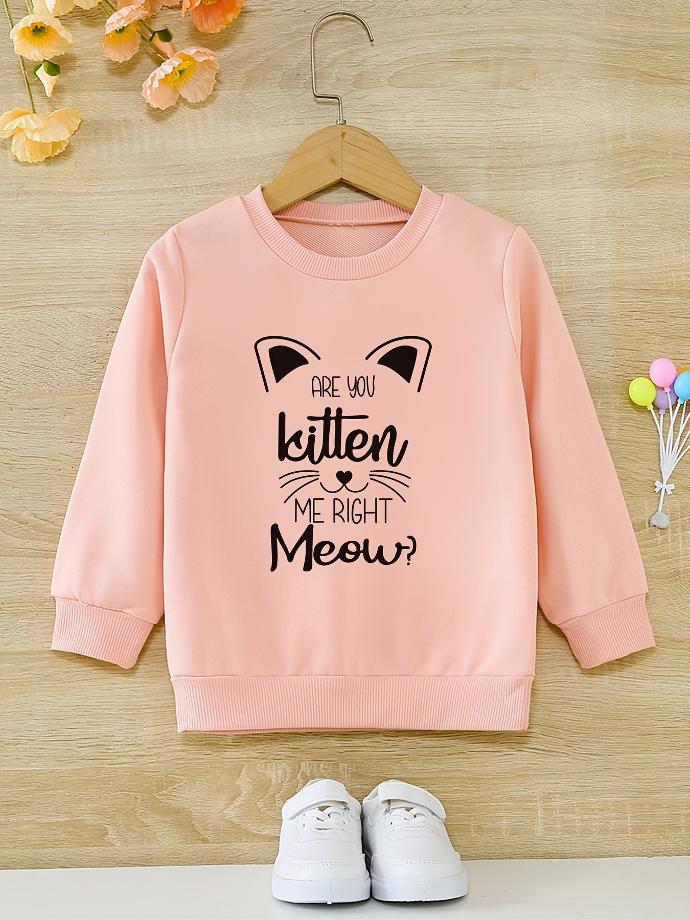 Girls Fun 'Are You Kitten Me' Round Neck Active Pullovers