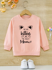 Girls Fun 'Are You Kitten Me' Round Neck Active Pullovers