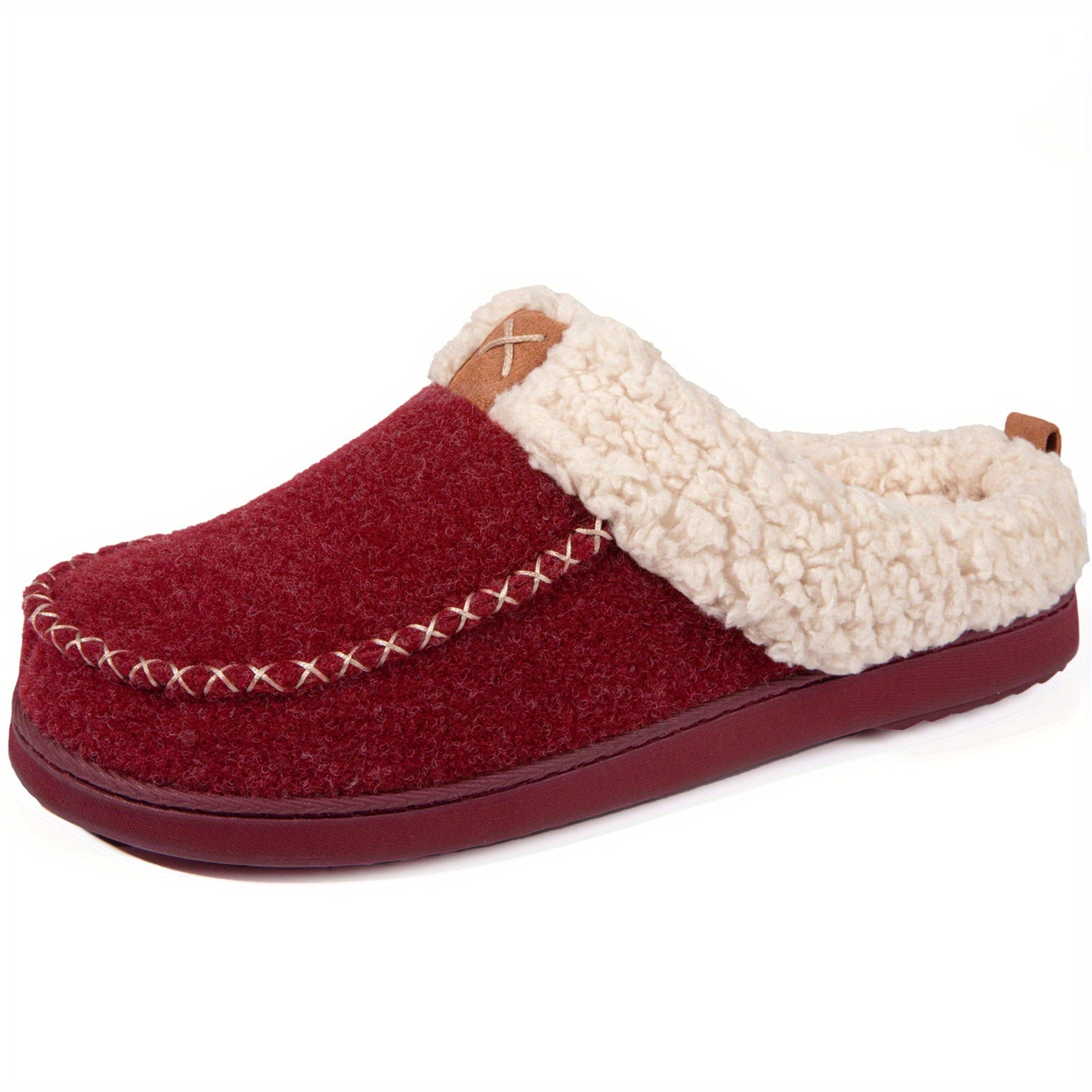 Women's Plush Felt Sherpa Slippers Slip On Plush Lined Shoes