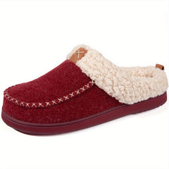 Women's Plush Felt Sherpa Slippers Slip On Plush Lined Shoes