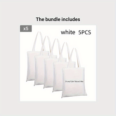 5pcs DIY Blank Canvas Bag Solid Beige Shopping Supplies