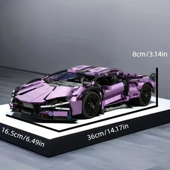 1300 pcs Plated Purple Sports Car Model Kit Building Blocks