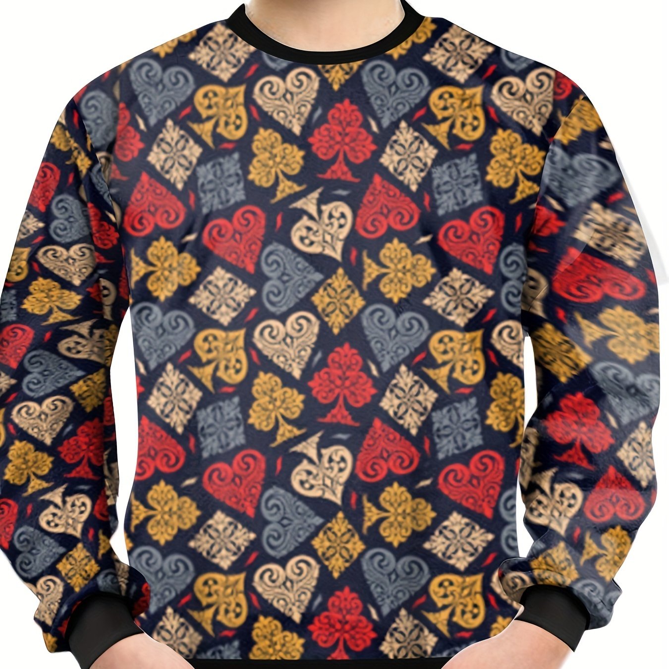 Boys Pattern Print Sweatshirt Long Sleeve Pullover Top