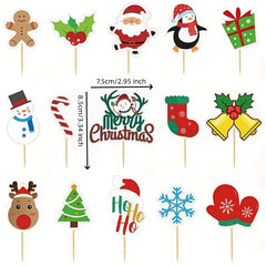 15pcs Christmas Cake Paper Decoration Inserts Party Set