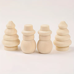2pcs Wooden Ornaments Christmas Tree Snowman Style Decorative Puppets