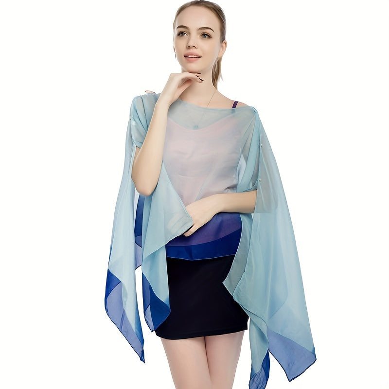 Gradient Chiffon Large Shawl Boho Loose Pullover Shawl