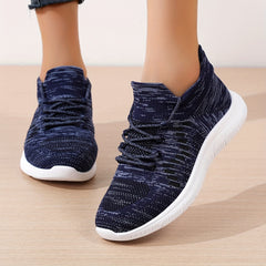 Women's Knitted Sneakers Lace Up Low Top Tennis Shoes
