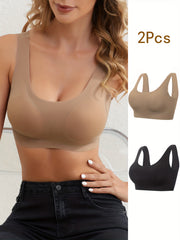 2pcs Seamless Wireless Bras Comfy & Stretch Intimates