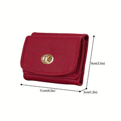 Women's Leather Trifold Wallet with Snap Closure and Coin Pocket